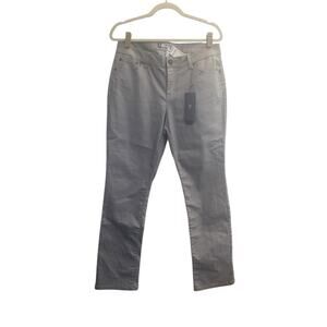NWT Jennifer Lopez Pants Womens 12 Gray Straight Leg Gold Shimmer #5788
